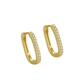 Elegant gold-plated S925 sterling silver hoop earrings with rectangular white zircons - Rectangular Style (ERH205) / Gold