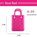 Rose red EVA mini tote bag with perforated hole design, size 21cm height and 17cm width - Rose Red
