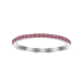 Slim silver eternity ring featuring a half-circle of round-cut pink zircon gemstones - US5 / July Rose-Silver Color