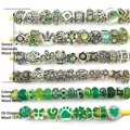 Green DIY jewelry bead set including crystal spacers and enamel charms for bracelets - Green Series - 80Pcs