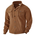 Bruin heren corduroy jas met borstzakken en knoopsluiting in een comfortabele losse pasvorm - S / Donkerbruin