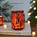 Red glass Christmas candle lantern with elk and forest laser engraving for cozy decor - Red Deer & Forest With Handle / Large (8*11cm) / Red