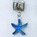 Blue starfish Italian charm pendant in enamel finish for DIY stainless steel bracelets - Blue Starfish