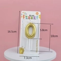 Metallic gold number 0 birthday candle with star gradient style in party packaging - Number 0 / Gold