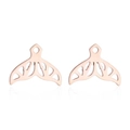 Detail of rose gold whale tail earrings featuring an elegant hollow design and metal luster - 199/Fish Tail / Rose Gold