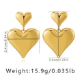 Detailed dimensions of 18K gold plated double heart stud earrings with size and weight specs - Minimalist Layered Double Heart Dangle
