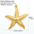 Golden stainless steel starfish pendant with size specifications 30mm x 27mm - Starfish-G9