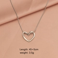 Silver stainless steel heart pendant necklace for women with 45+5cm length chain - Silver Heart Style (MP352)