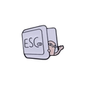 Spilla smaltata con tasto ESC e personaggio dei cartoni animati che saluta - ESC (Tasto Bianco)