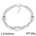 Bracciale a catena bizantina d'argento con accenti a rombo e chiusura a moschettone - Stile B (KB210193-ZCG) / Argento