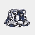 Detail of blue camo bucket hat showing high-density fabric and reinforced brim stitching - Blue Black Grey White Camouflage (Color 11)