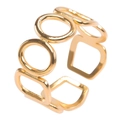 Minimalistischer goldener verstellbarer Ring mit einzigartigem geometrischem Hohlmuster - Einstellbar Offen / Gold