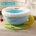 Cuccia per gatti a forma di tazza da caffè blu in morbido peluche con base verde - Grande / Blu Macaron