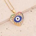 Detail shot of heart-shaped necklace with blue eye and colorful stones on stone base - Royal Blue (4#)