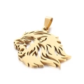 Polished gold lion head cutout pendant in durable stainless steel hip-hop style - Gold Pendant Only (KP100681-WGDYI)