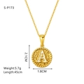 Goldene Titanstahl-Halskette mit Hammerschlag-Anhänger, weißem Buchstaben A und Rand - Buchstabe A (S-P173-A)