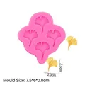 Pink silicone mold with four ginkgo leaf cavities for fondant or clay crafts - 3#Ginkgo Leaf / Pink