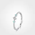 Anello in argento sterling S925 con tre pietre preziose in cristallo blu e bianco - Taglia US 5 / Argento