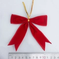 Rote Weihnachtsschleife aus Samt mit goldenem Bindedraht, Maße 10x12cm auf Weiß - 10*12cm / Rot