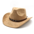 Chapeau de cowboy classique en daim avec ceinture en cuir et détails en turquoise - Camel