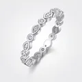 925 Silber Eternity Ring mit abwechselnd runden und marquiseförmigen Moissanit Steinen - US Größe 5 / HK Größe 11 / R13453 Moissanit 1.2mm+1.5mm