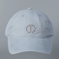 Close-up of light blue cotton baseball cap featuring brown circular FBR letter embroidery - M (56-58cm) / Sky Blue