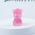 Pink crystal gravel miniature schnauzer puppy resin statue on white display stand - 52 Deep Pink Quartz