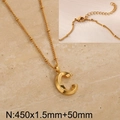 Collar de acero de titanio dorado con colgante de letra C, cadena de bolas y cierre de langosta - Letra C Dorada (KN287024-Z)