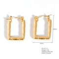 Irregular rectangular bamboo texture earrings in 18K gold-plated stainless steel - Rectangular Bamboo Texture Style (26x16mm)
