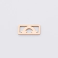Detail of rose gold mirror-polished stainless steel charm with rainbow cloud cutout - 7x15mm / Rose Gold