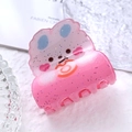 Simpatico fermaglio per capelli rosa glitterato con design a gatto dei cartoni - Coniglio Scuro