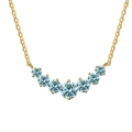 Elegante collana in argento S925 dorato con sette pietre moissanite blu a sorriso - 2.8 Carati / Oro Giallo 18K Moissanite Blu Originale