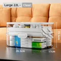 Multi-layer 7L home medicine storage box with transparent PP shell and white handle - Medium (7L) / Clear White