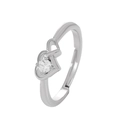 Anello a cuore argento con zircone scintillante e design a fascia aperta regolabile - Bianco K (Cuore e Solitario)