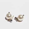 Elegant white pearl stud earrings with S925 silver finish for a minimalist jewelry look - Silver Tone Pearl (S925 Pin)