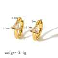 Dimensioni dettagliate degli orecchini placcati oro 18K con zircone triangolare su sfondo bianco - Stile Geometrico Triangolare (TE6519-WT)