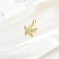 Elegant 18k gold plated starfish pendant with sparkling zircon inlays on shell - Gold / Starfish