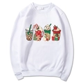 Felpa bianca con cappuccio natalizia per uomo e donna con stampa di pupazzo di neve - S / Style 311 / Bianco
