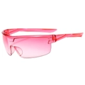 Translucent pink sports cycling sunglasses with wrap-around lens and aerodynamic design - Gradient Pink