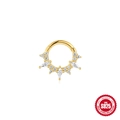 S925 sterling silver gold nose ring with sparkling diamond zircon in fan-shaped design - Gold #2