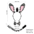 Set costume da zebra per Halloween con cerchietto orecchie, papillon e coda lunga - Set 3 pezzi Orecchie di Zebra con Capelli