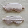 Satin silk sleep eye mask in soft champagne pink featuring elastic ruched headband - Flesh Pink