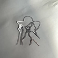 Topper per torta in acrilico con viso di donna minimalista, decorazione specchio argento. - Piccolo Argento 1