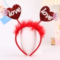 Valentine Red Sequin Heart Headband with Soft Feathers and Love Lettering Ornament - Style 18 Heart (love Letter + Small Crown)