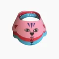 Pink, red and blue cartoon EVA baby shower caps with adjustable snap and ear protection - Cartoon Cat Pink