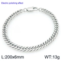 Polished silver stainless steel curb link chain bracelet with lobster clasp 6mm 20cm - 6mm Width 200mm Length (KB207764-Z)