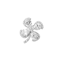 Detail view of four-leaf clover brooch featuring pear-shaped stones and pavé edges - White