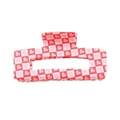 Pince à cheveux motif damier à cœurs rouge et blanc pour coiffure de Saint-Valentin - Coeurs à carreaux rouges et blancs