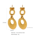 French style 18K gold teardrop lava texture double ring earrings in 316L stainless steel - Irregular Round Style (HE0016G12)
