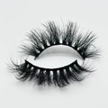Close-up of 20mm fluffy faux mink eyelashes with thick Russian volume and messy curl - B832-20F